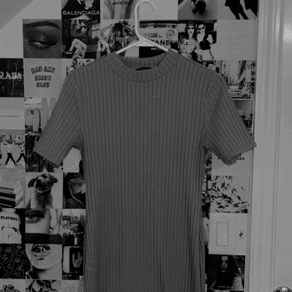 Ribbed body con mini dress